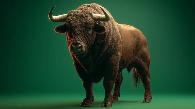 Isolated animal bull on green screen background dynamic action poses studio environment creative viewpoint visual concept exploration