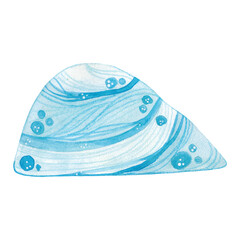 A snowy hill, stylized, cartoonish. Hand-drawn watercolor illustration. Design for scrapbooking, cards, and children's construction kits. Winter, snow, hill, season, cold