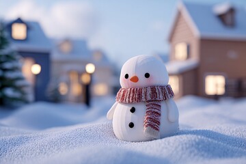 눈 내린 마을의 눈사람