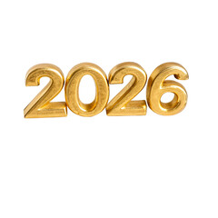 Golden 2026 numbers symbolizing celebration and anticipation for the new year ahead isolated on transparent background