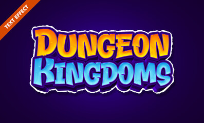 Dungeon kingdoms editable text effect - Bold 3d glossy fantasy font, adventure game title design