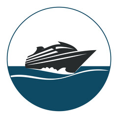 yacht icon on sea round button vector illustration