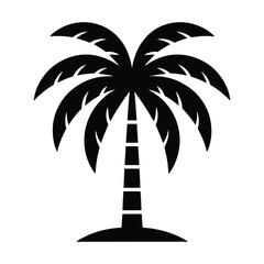 Palm tree silhouette vector illustration on tropical beach background