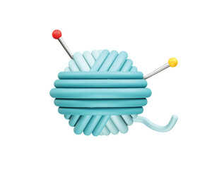 Yarn Ball with Knitting Needles icon render 3d