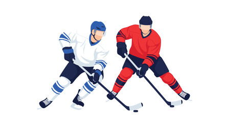 Dynamic ice hockey players in action, professional match, team sports, vibrant illustration for sports marketing and event promotions