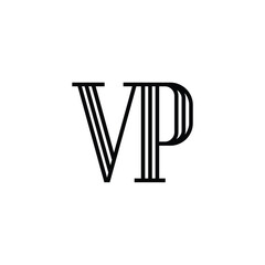 VP monogram logo design letter text name symbol monochrome logotype alphabet character simple logo