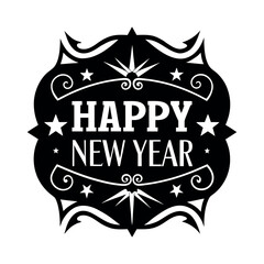 Happy new year vector silhouette typography with.