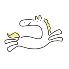 笑顔で走るかわいい白馬　2026 正月素材