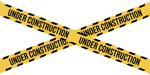 under construction tape warning banner image with transparent background, industrial sign for road, construction site and website, vector.border, signs, crime, warning, access, hazard, ribbon, 