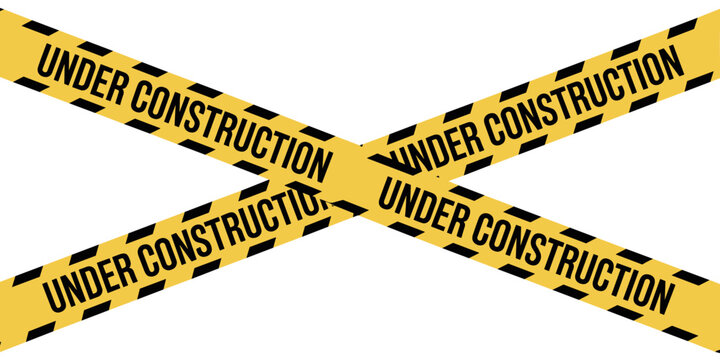 under construction tape warning banner image with transparent background, industrial sign for road, construction site and website, vector.border, signs, crime, warning, access, hazard, ribbon, 