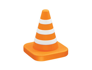 Traffic Cone with White Stripes 3D Render illustration