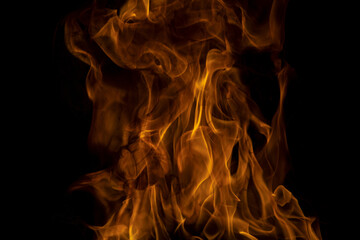 The fire, burning flame. Large burning flaming fire.