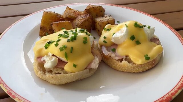 Eggs Benedict with Roasted Potatoes 