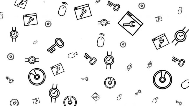 Pattern of Keys, Locks, and Envelopes on White Background, Seamless Graphic Design, Flat Lay View, Security Concept