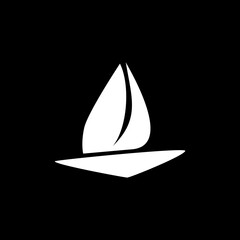 White ship icon. White ship logo. Vector illustration of a white ship, on a black background.	
