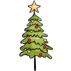 Christmas tree clipart transparent background and gold star