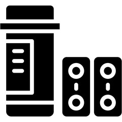 Pills Bottle Vector Icon Medicine and Antibiotic Healthcare Symbol