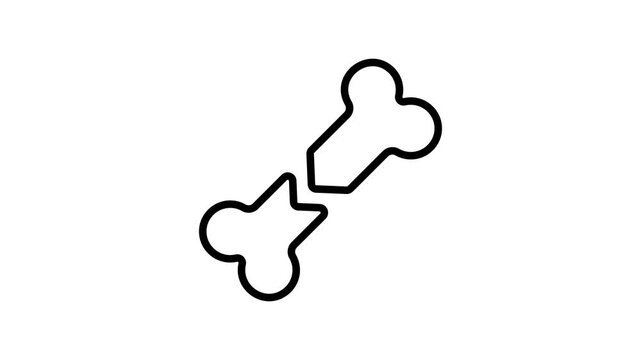 Handy animated icon of cracked bone designed in line style