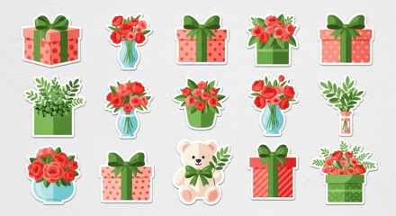 Gift boxes and floral arrangements for celebrations