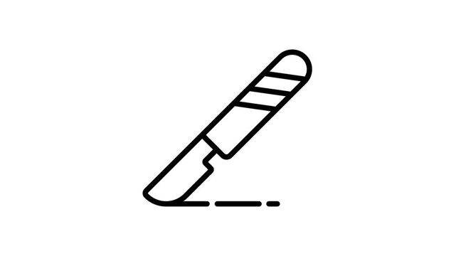 Easy to use outline style animated icon of surgical scalpel