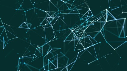 Polygonal background with dots and lines. Network connection structure. Science and technology. 3d