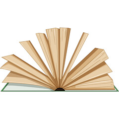 Open Book With Many Pages Fan Out Against White Background Showing Knowledge And Learning