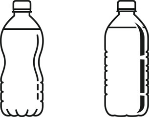 Plastic water bottle outline vector illustration, clean beverage container design isolated on white background, eco packaging, hydration, recycling, sustainability and drink concept