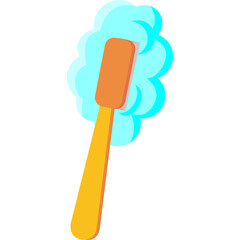 Orange toothbrush with blue foam on white background vector illustration graphic design