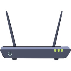 Modern Digital Router With Two Antennas And Power Button On A White Background