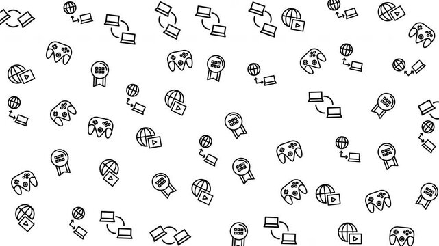 Seamless pattern of hand-drawn panda faces with bamboo elements, black and white graphic design, flat lay, minimalist style, vector illustration