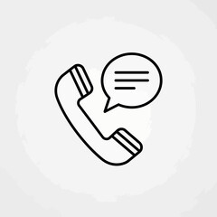 Vector illustration of phone call with speech bubble, vector icon