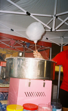 Cotton candy being made at market stall