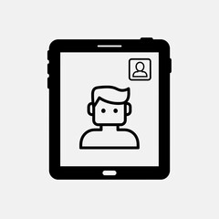 Vector illustration of icon of a tablet with a video call