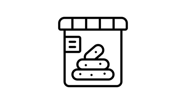 A line style animated icon of stool sample