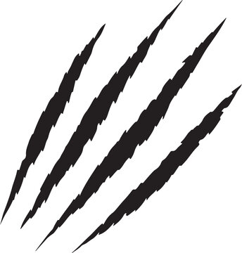 Claw scratches silhouette vector, Animal claw marks illustration. Tiger, bear, lion scratches sign