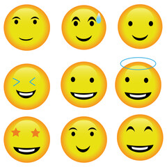 Fototapeta premium Colorful Happy Face Emoji Pack – Cartoon Smile Icons