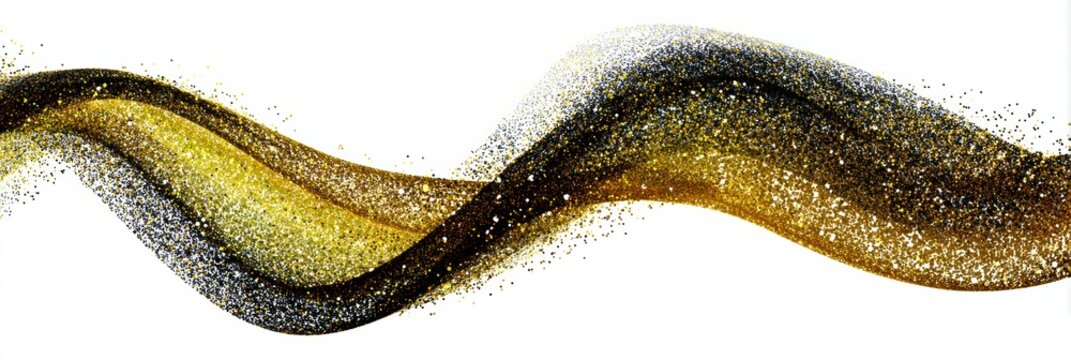 Sparkling Gold and Black Wave Abstract Design With Shimmering Particles Creating a Dynamic Visual Flow