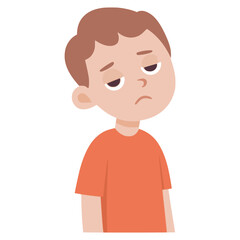 sad boy mental illness problem flat color vector illustration template design