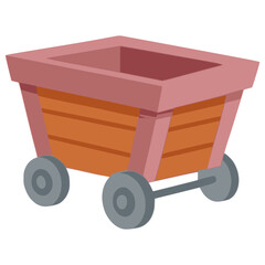 Retro wooden wagon vintage mining industry tool transportation flat color vector illustration template design