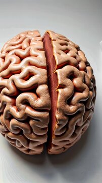 Detailed Anatomical Representation of a Human Brain Model Captured from Different Angles Showing Complex Patterns and Structures