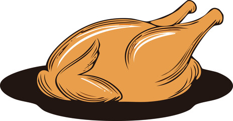 vector illustration of a chicken food. Thanksgiving day.