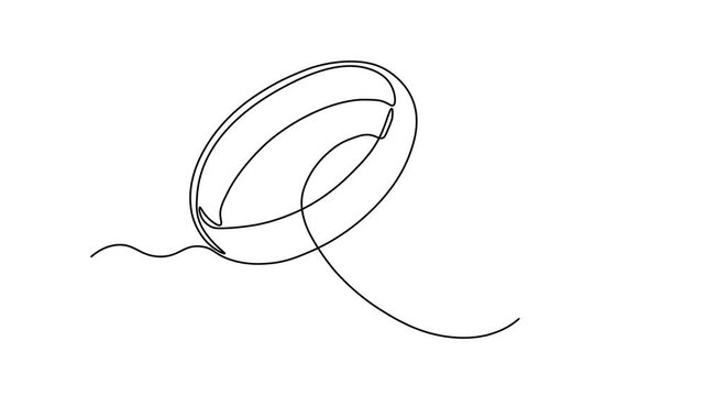 Abstract two wedding engagement rings,Self drawing animation one continuous line draw, logo on white background