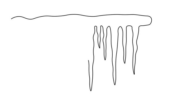 Abstract icicles of ice, Self drawing animation one continuous line draw, logo on white background