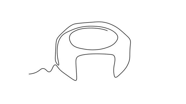 Abstract threaded nut, Self drawing animation one continuous line draw, logo on white background