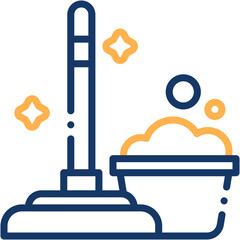 Mop and Broom Vector Icon Household Cleaning Equipment Illustration
