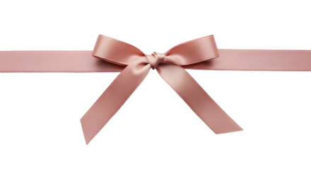 Elegant dusty pink satin ribbon bow decoration for luxury gift wrapping design isolated PNG with Transparent Background
