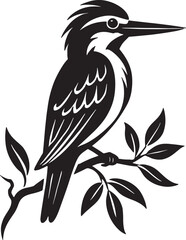 Sleek Perched Kingfisher Silhouette Art