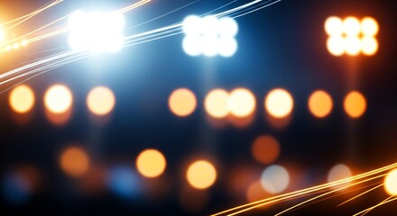 Blurred stadium lights and bokeh effect at night image