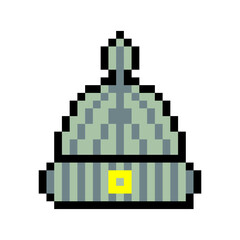 Warm winter beanie hat pixel art for cold weather