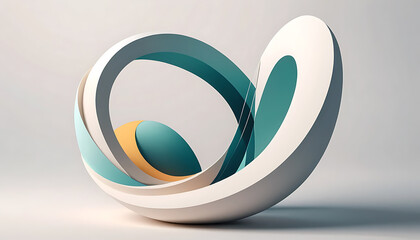 Abstract Geometric Form: Pastel Colors and Smooth Curves